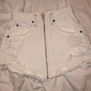 Carmar Beatrice White Zip Up Mini Skirt
